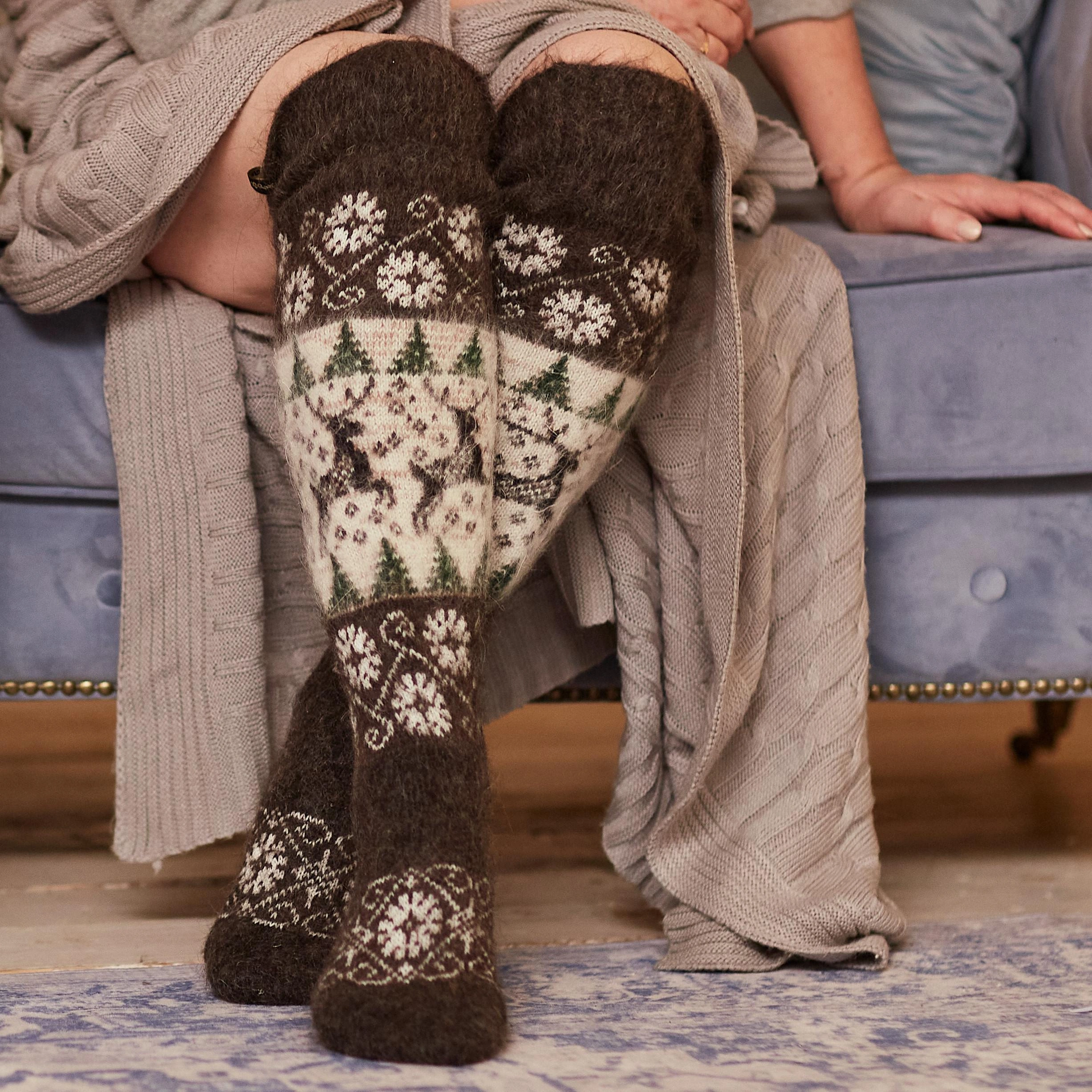 Cozy Goat Wool Knee Highs for Women's Alpine Charm